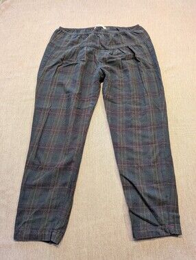 Xirena Green Plaid Cotton Lounge Pants Small Elastic Waist Ankle Cropped Size M